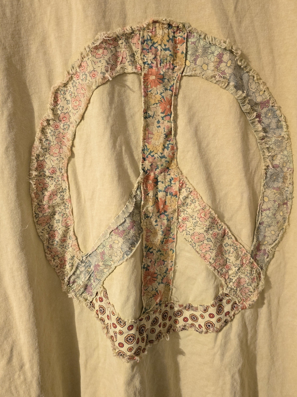 Yellow Patchwork Peace Sign Tunic Dress With Pockets Three Bird Nest - Picture 5 of 9
